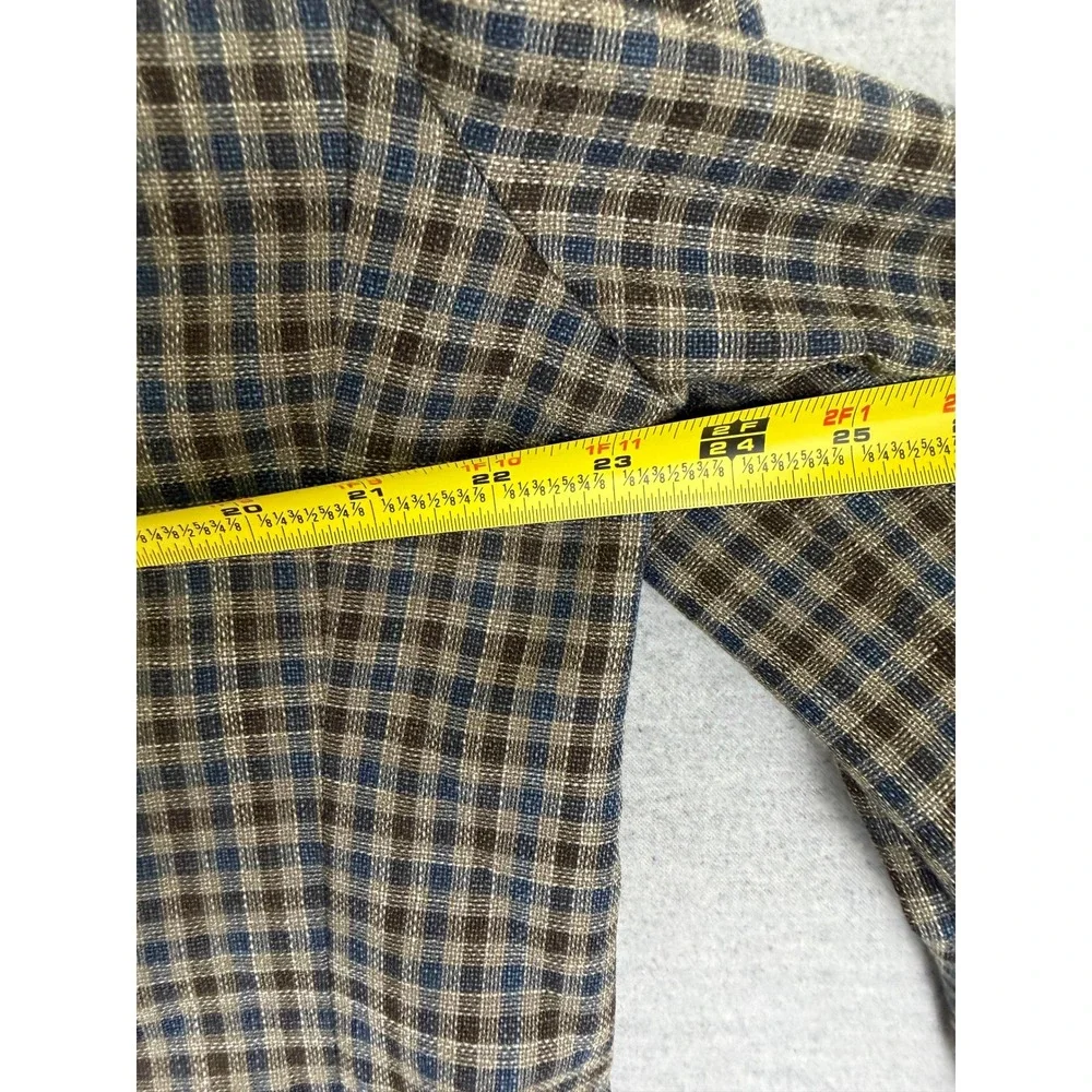 Brooks Brothers Regent Fit Blazer 46R Mens Brown Blue Check Wool Sport Coat